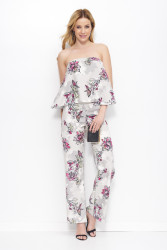 Kombinezons ar smilškrāsas un rozā apdrukām M383