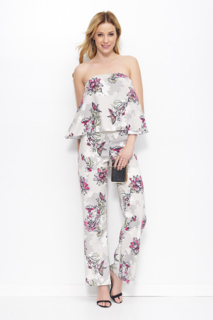 kombinezonas  printy beżowo-rozinis M383