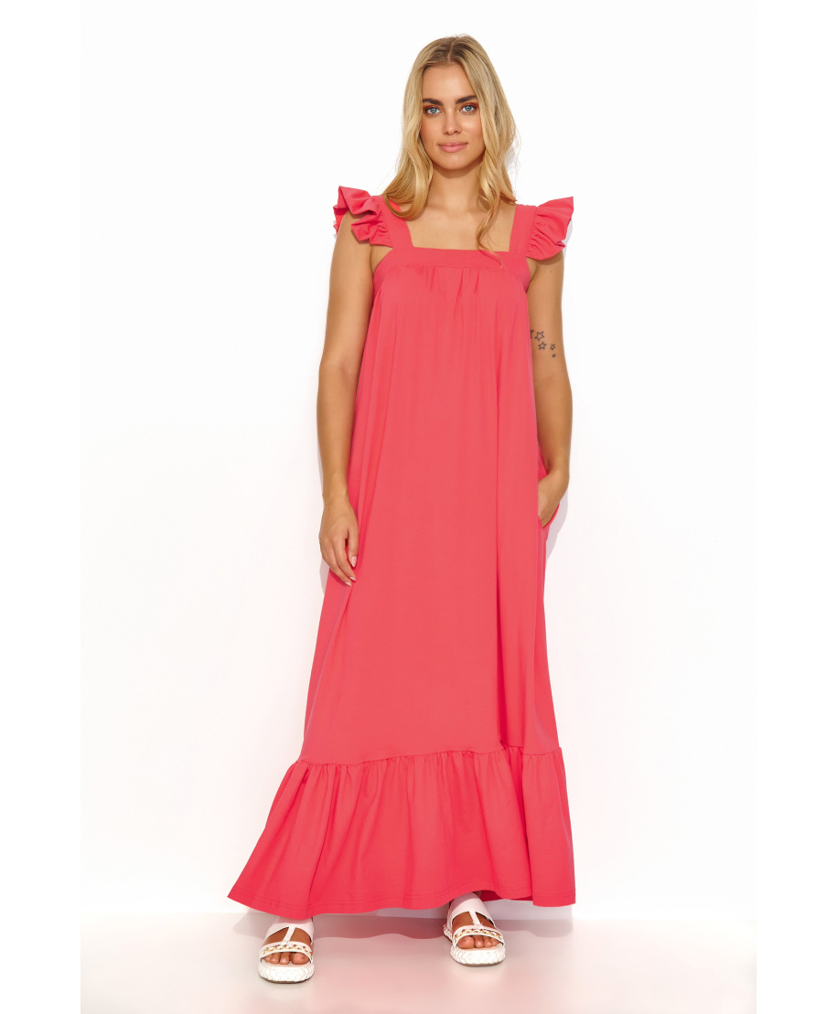 suknele ilga su klostemis koralowa M817