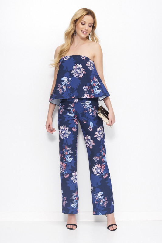 kombinezonas  printy granatowo-koralowy M383