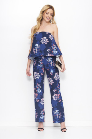 kombinezonas  printy granatowo-koralowy M383