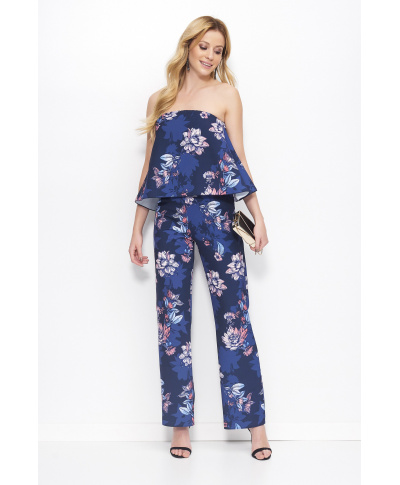 Kombinezons ar apdrukām tumši zils un koraļļu krāsā M383