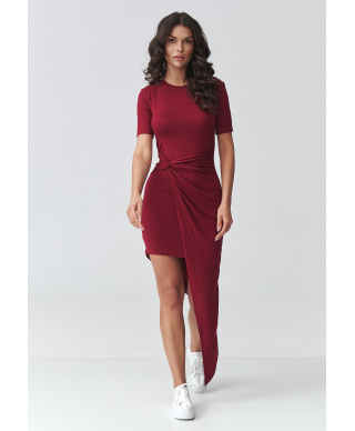 Kleita asimetriska ar volāniem bordo M923