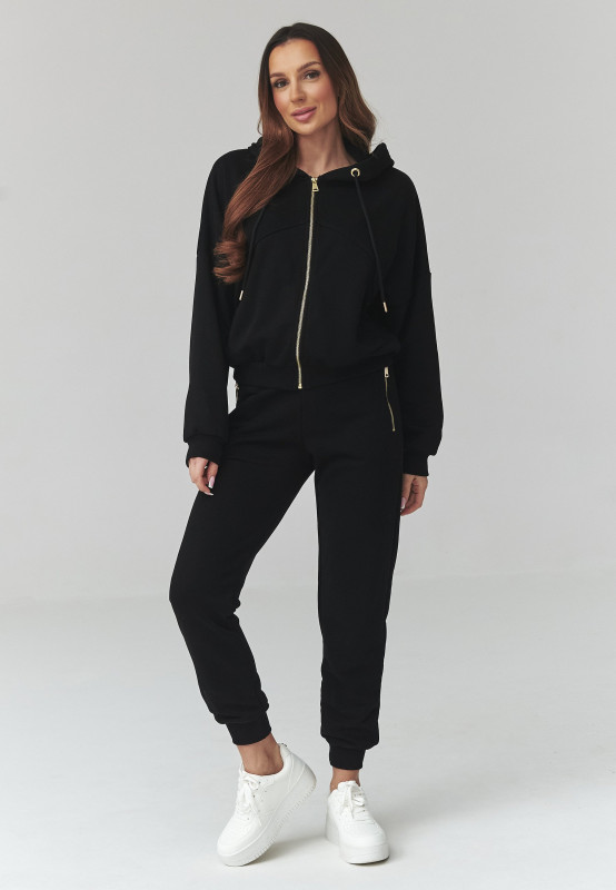 komplektas moteriskas dresowy su gobtuvu juodas A14