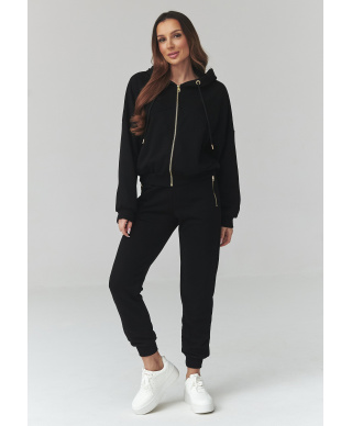 Sieviešu sporta kostīms ar kapuci melns A14