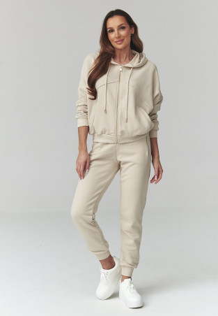 komplektas moteriskas dresowy su gobtuvu sviesus beż A14