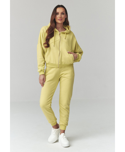 Moteriškas sportinis kostiumas su gobtuvu, laimo spalvos A14