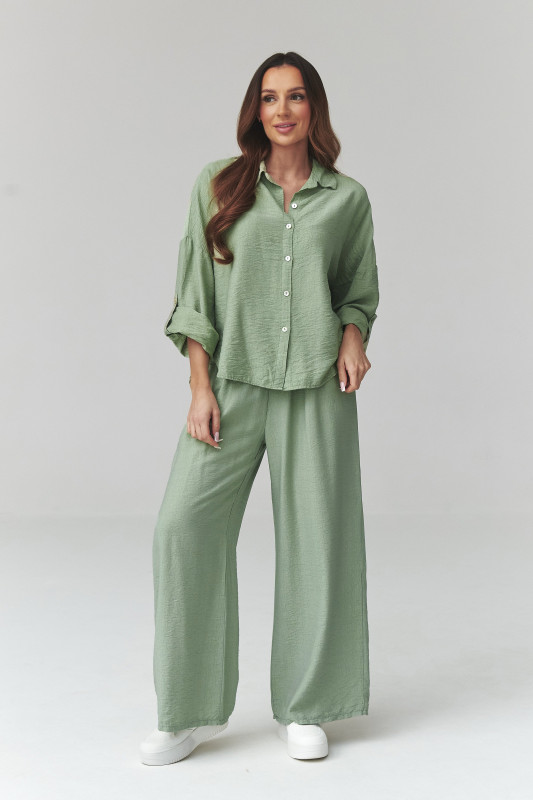 komplektas moteriskas su szerokimi spodniami oliwkowy C49