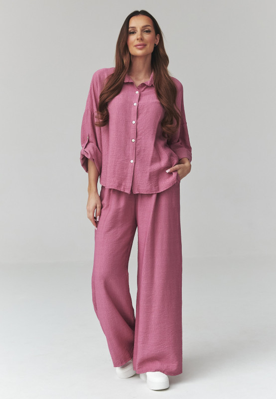 komplektas moteriskas su szerokimi spodniami indyjski róż C49