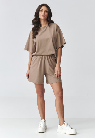 komplektas moteriskas su luźną bluzką ir szortami moka M935