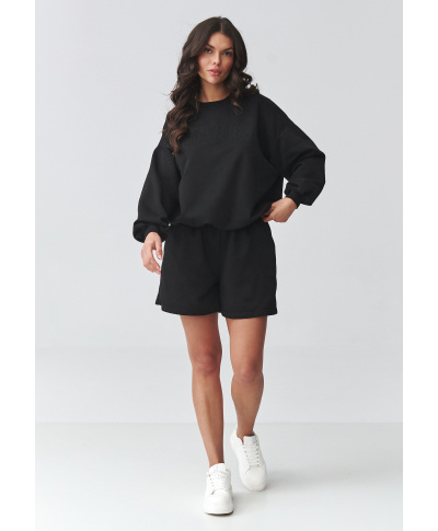 Sieviešu oversize sporta komplekts ar šortiem melns M922