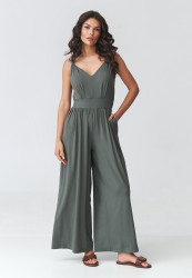 elegantiskas kombinezonas moteriskas su petneseliais chaki M925