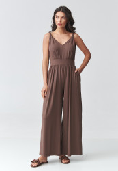 elegantiskas kombinezonas moteriskas su petneseliais mleczna czekolada M925