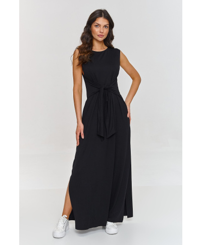 suknele maxi su risimu per liemeni juoda M873