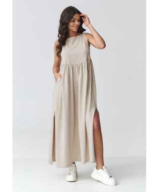 Kleita maxi ar kabatām gaiši bēša M932