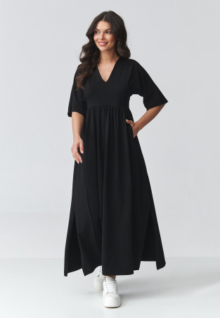 suknele maxi su iskirpte juoda M933