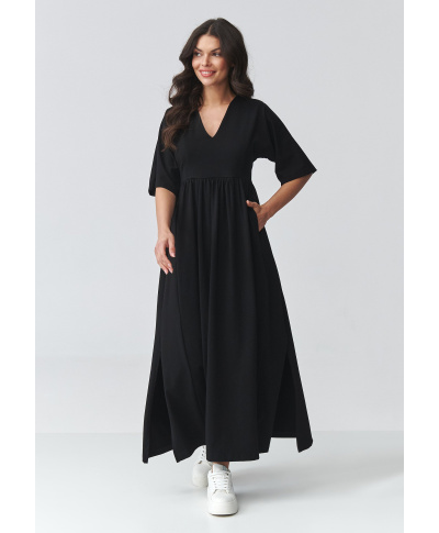 suknele maxi su iskirpte juoda M933