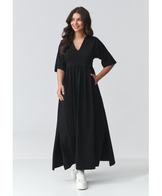 suknele maxi su iskirpte juoda M933