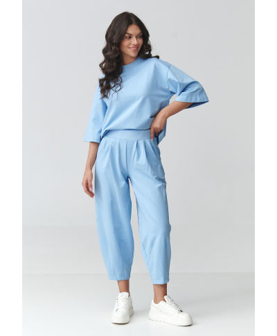 Moteriškas sportinis kostiumas su „balloon“ kelnėmis, žydras M916