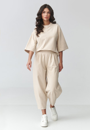 komplektas dresowy moteriskas kelnes ballon sviesus beż M916