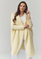 moteriskas megztinis atviras kardiganas bananowy S173