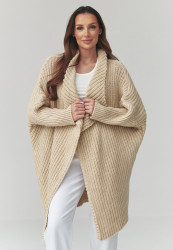 moteriskas megztinis atviras kardiganas sviesus beż S173
