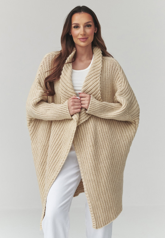 moteriskas megztinis atviras kardiganas sviesus beż S173