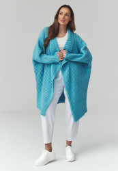 moteriskas megztinis atviras kardiganas lazurowy S173