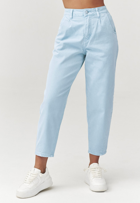 Jeansy mom fit su wysokim stanem błękitne C31