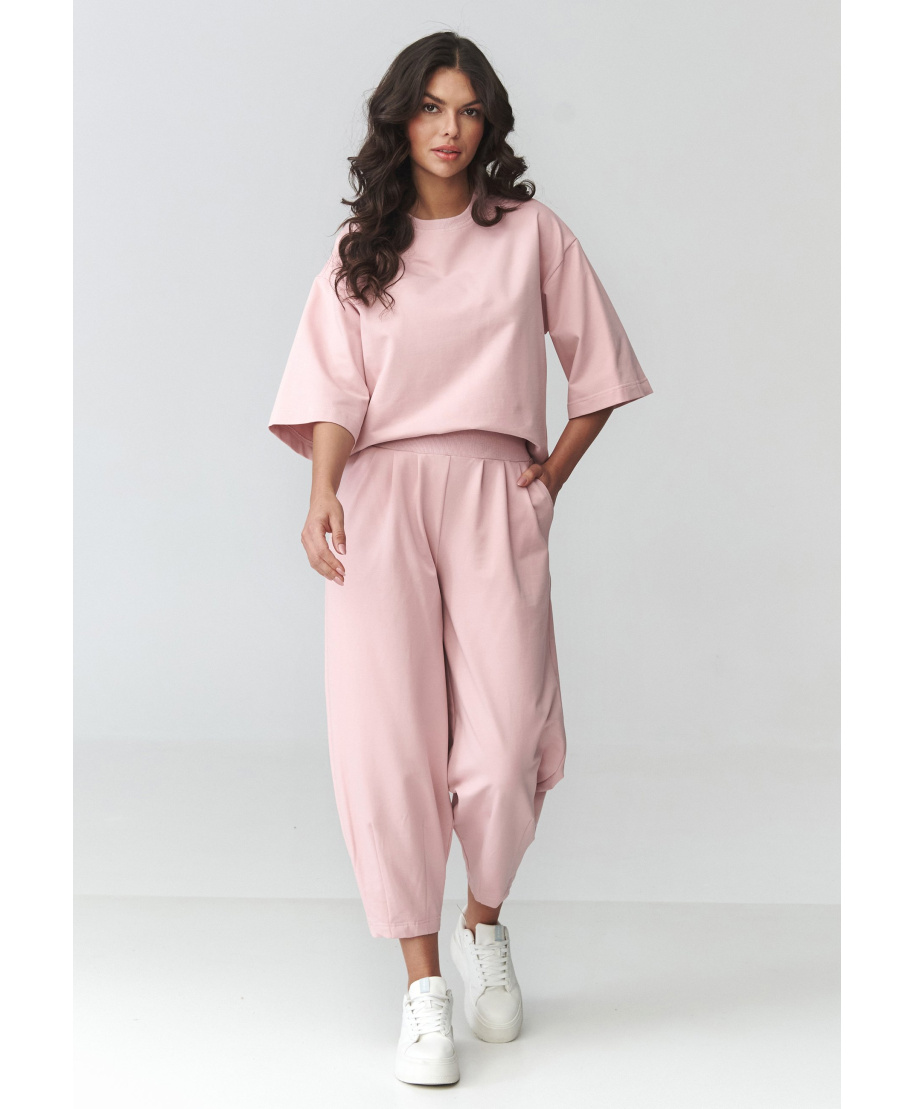 Komplekts sieviešu sporta ar balona biksēm pūderrozā krāsā M916