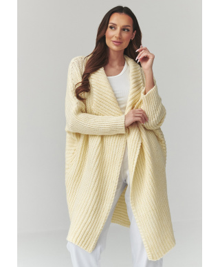 moteriskas megztinis atviras kardiganas bananowy S173