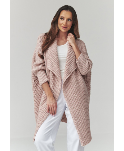 Sieviešu atvērts džemperis kardigans netīri rozā S173