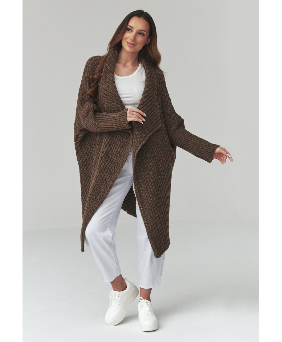 Moteriškas atviras kardiganas šokolado spalvos S173