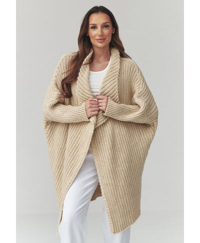 Moteriškas atviras kardiganas šviesiai smėlio S173