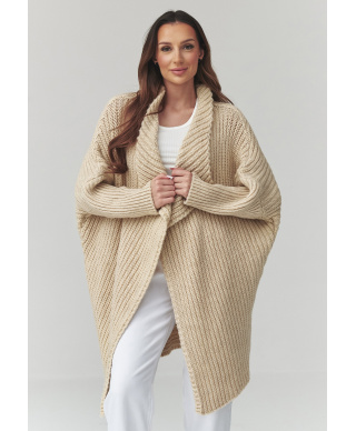 Moteriškas atviras kardiganas šviesiai smėlio S173