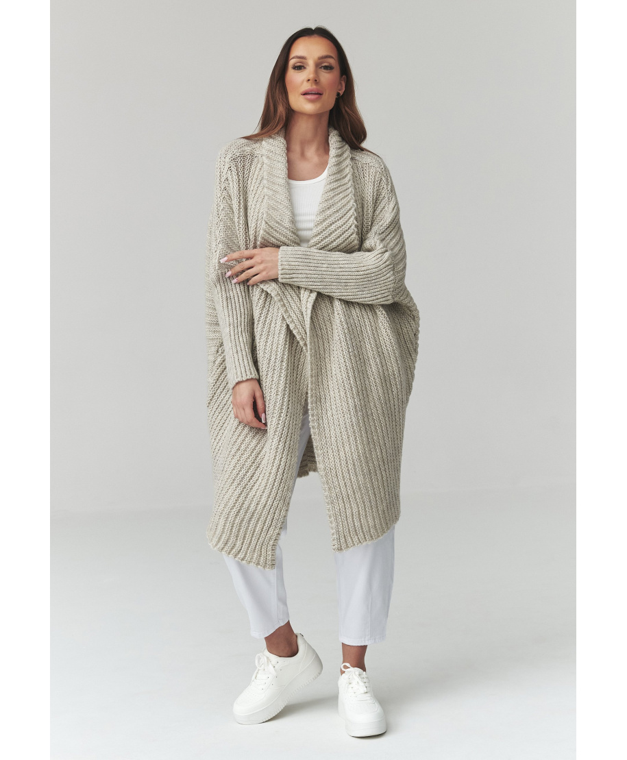 Sieviešu atvērts kardigans gaiši pelēks S173