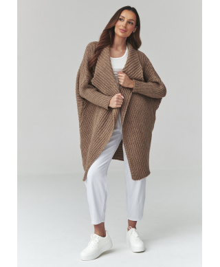 Moteriškas atviras kardiganas ochros spalvos S173