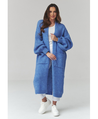 ilgas megztinis moteriskas kardiganas su kisenemis blue jeans S172