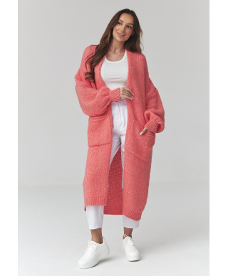 Garš sieviešu kardigans ar kabatām marakuja S172