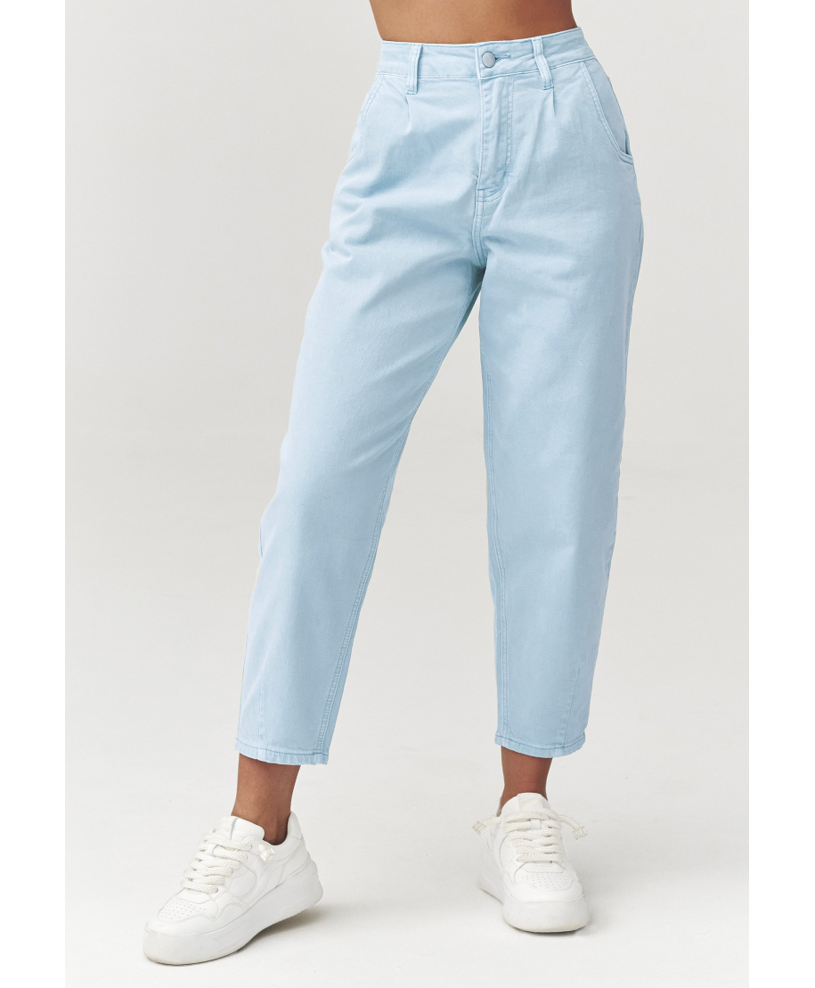 Jeansy mom fit su wysokim stanem błękitne C31