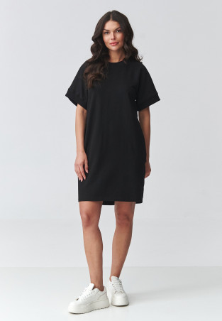 suknele dresowa oversize trumpomis rankovemis juoda M920