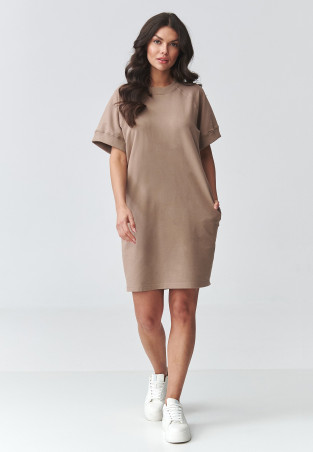 suknele dresowa oversize trumpomis rankovemis moka M920