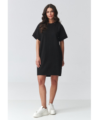 suknele dresowa oversize trumpomis rankovemis juoda M920