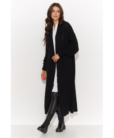 Sieviešu atvērts garš džemperis melns S175