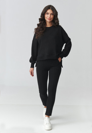 Dresowy komplektas moteriskas bliuzonas oversize ir dopasowane kelnes juodas M917