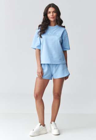 Komplet damski z szortami błękitny M918