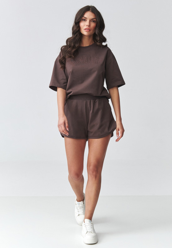Komplet damski z szortami czekoladowy M918