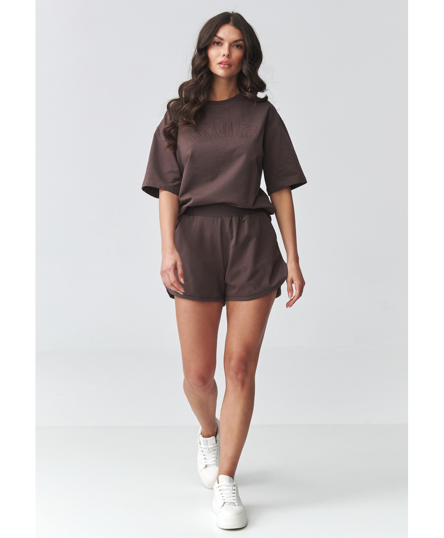 Komplet damski z szortami czekoladowy M918