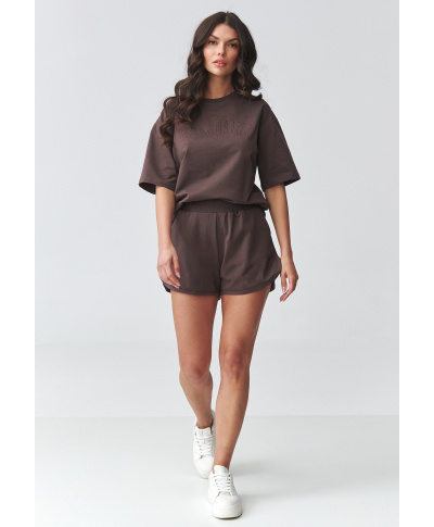 Komplet damski z szortami czekoladowy M918