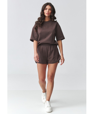 Komplet damski z szortami czekoladowy M918